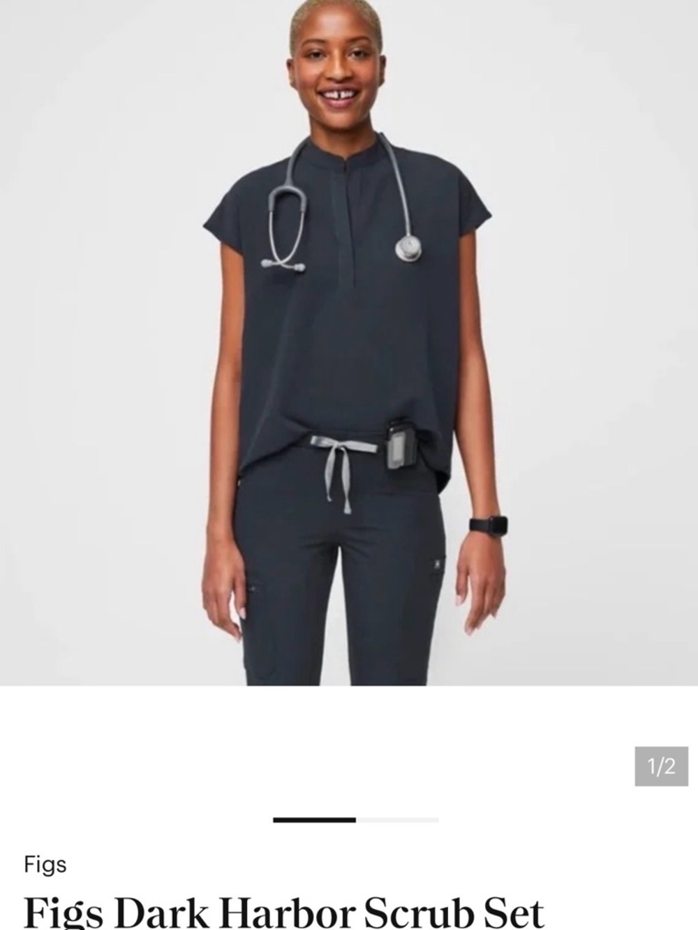 Figs Dark Harbor Scrub Set High Waisted Dowa Pants & Rafeala Top - Women
